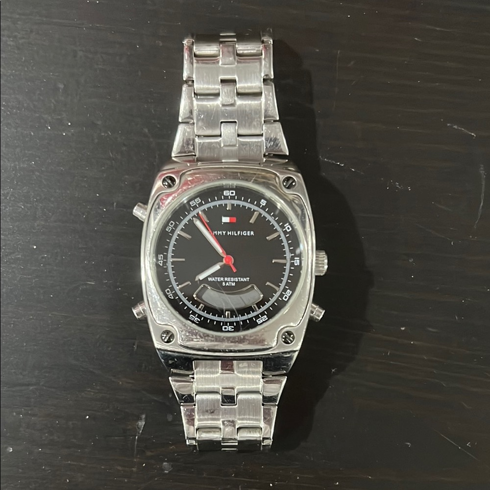 Tommy Hilfiger Silver Watch with Black Face